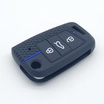 Compatible Volkswagen Key Cover for T-Cross, T-Roc, Tayron, New Bora, Polo P3 - Honeycomb Pattern Soft Silicone. black