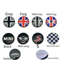 4 vnt. 52 mm MINI Cooper JCW WORKS R55 R56 F55 F56 R57 R58 R59 R60 R61 R50 automobilių ratų centrinės stebulės dangteliai, ratlankių apdangalai, emblemos lipdukai ypbhr22 Gray black