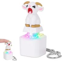 Screaming Goat Keychain Keycap Fidget Toy, Sheep Finger Clicker With Light Sound, Animal Push Button Decompression Keychain white