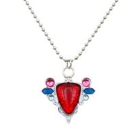 JOJO's Bizarre Adventure Battle Heart Azurite Ruby Necklace Earrings - Joseph Cosplay Accessories gray