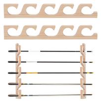 1 rinkinys 5 pakopų bambukinis sieninis meškerių laikiklis su geležiniais varžtais ir plastikiniais kaiščiais, antikvarinės baltos spalvos, 400x60x15mm beige