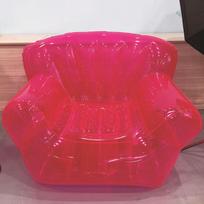 Inflatable Transparent Single Folding Sofa Chair 110x85x70 cm skaidri raudona spalva