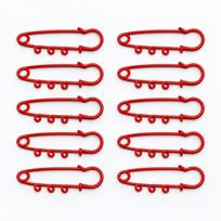 10 Pcs 3 Loops Safety Pins Zinc Alloy Metal Sewing Pins Multi-purpose Brooch Pins  for Zinc Alloy raudona