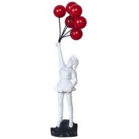Creative Balloon Girl Sculpture Resin Balloon Girl Statue Home Desk Decorations Ornament white
