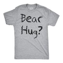 Bear Hug Flip T-Shirt, Funny Graphic Tee M gray