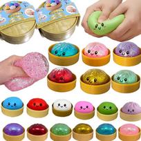 Glitter Dumpling Squishies Toy Bun Baozi Dumpling  Box Colorful Food Squishy Sensory Fidget Toy Anti Stress Squeeze Ball