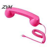 Creative Gift for Retro Lovers Phone Handset Mobile Phones, Type-C Vintage Wired Handheld Aesthetic Photo Prop Cell Receiver with Microphone