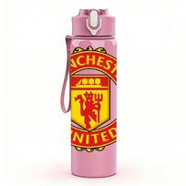 1PC Manchester United Red 750ml sports water bottle leakproof straw lid outdoor office home rožinė