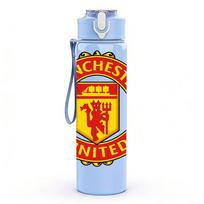 1PC Manchester United Red 750ml sports water bottle leakproof straw lid outdoor office home mėlyna