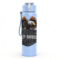 1PC Harley Davidson Logo 750ml sports water bottle leakproof straw lid outdoor office home mėlyna