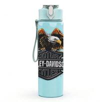 1PC Harley Davidson Logo 750ml sports water bottle leakproof straw lid outdoor office home tamsiai mėlyna spalva