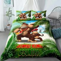 Beždžionė Animacinis personažas Donkey Kong Antklodės užvalkalų rinkinys King Queen Dvigulis Pilnas Dvigulis Viengulis Dydis Patalynės rinkinys Užvalkalas su pagalvės užvalkalu Pritaikytas 70x133cm 2pcs black