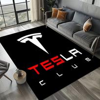 3D T-Tesla Automobilio Ženklas Kilimas Svetainės Miegamojo Namų Sofos Dekoravimui, Vaikų Žaidimų Neslystantis Grindų Kilimėlis Kalėdinė Dovana 40x60cm( 15x23in )