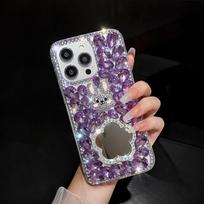 Glitter Rhinestone Phone Case with Heart Mirror and Cute Bunny Design For Samsung Galaxy A17 A16 A15 A14 A13 A12 A07 A06 A05 A05S 4G 5G Samsung Galaxy A05S
