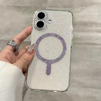 Glitter for  Magnetic Phone Case for For Iphone 17 16 15 14 12 13 15 Pro Max Plus 17 Air Wireless Charging Soft Cover iPhone 7