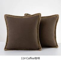 Cotton Linen Solid Pillow Cover with Jute Rope Trim Boho Decorative 45x45cm Cushion Pillow Case for Sofa Bed Living Room 45x45 cm
