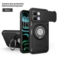 Anti-slip Armor Case For Infinix Note Edge X6887 Slide Camera Lens Protection Rotating Ring Stand TPU Frame Plastic Phone Cover Infinix Note Edge