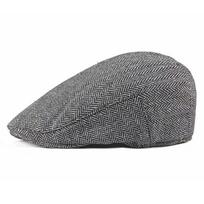 Flat Top Men Beret Woolen Newsboy Cap Casual Dad Visor  Male gray