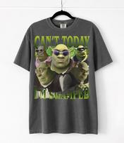 Shrek Can't Today I'm Swamped Shirt, Vintage Shrek T-Shirt, Funny Shrek Meme Tee, Retro Cartoon Graphic Tee, Gift for Shrek Fan L gray