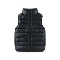 Children's Casual Stand Collar Warm Padded Vest for Boys Girls Winter Outerwear 150 black