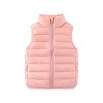 Children's Casual Stand Collar Warm Padded Vest for Boys Girls Winter Outerwear 150 beige