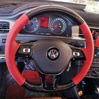 Volkswagen VW Golf 7 Mk7 Polo Jetta Passat B8 Tiguan Sharan Touran automobiliams Pynimo vairo apdangalas „pasidaryk pats“ Anglies pluošto interjeras style4