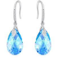 Sidabriniai auskarai moterims DiamondSky „Baroque III (Aquamarine AB)“ su Swarovski kristalais