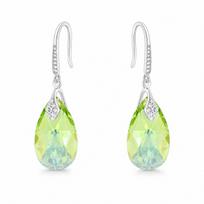 Sidabriniai auskarai „Baroque III (Peridot AB)“ su Swarovski® kristalais