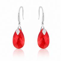 Sidabriniai auskarai moterims DiamondSky „Baroque III (Light Siam AB)“ su Swarovski kristalais