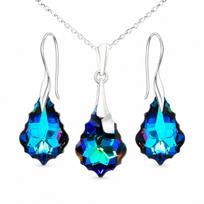 Sidabrinis papuošalų rinkinys moterims „Baroque IV (Meridian Blue)“ su Swarovski® kristalais