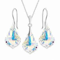 Sidabrinis papuošalų rinkinys moterims „Baroque IV (Aurora Borealis)“ su Swarovski® kristalais