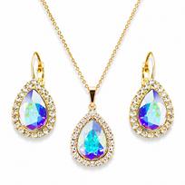 Papuošalų rinkinys moterims „Celestial Drop (Aurora Borealis)“ su Swarovski® kristalais