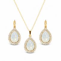 Papuošalų rinkinys moterims „Celestial Drop (White Opal)“ su Swarovski® kristalais