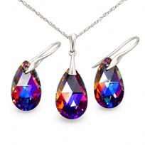 Sidabrinis papuošalų rinkinys moterims DiamondSky „Baroque (Volcano)“ su Swarovski kristalais