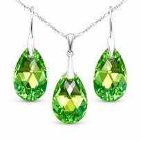 Sidabrinis papuošalų rinkinys moterims „Baroque (Peridot AB)“ su Swarovski® kristalais