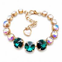 Apyrankė moterims DiamondSky „Vortex II (Emerald / Aurora Borealis)“ su Swarovski kristalais