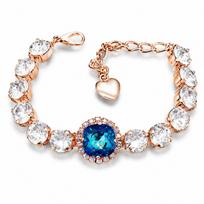 Apyrankė moterims DiamondSky „Akinantis Spindesys III (Bermuda Blue)“ su Swarovski kristalais