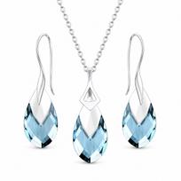 Sidabrinis papuošalų rinkinys moterims „Baroque II (Aquamarine Light Chrome)“ su Swarovski® kristalais