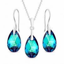 Sidabrinis papuošalų rinkinys moterims DiamondSky „Baroque (Bermuda Blue)“ su Swarovski kristalais