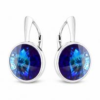 Sidabriniai auskarai moterims DiamondSky „Clarice (Bermuda Blue)„ su Swarovski kristalais