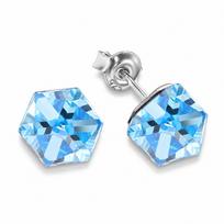 Sidabriniai auskarai moterims DiamondSky „Rubicon II (Aquamarine Blue)„ su Swarovski kristalais