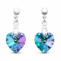 Sidabriniai auskarai „Romantic Heart II (Vitrail Light)“ su Swarovski® kristalais