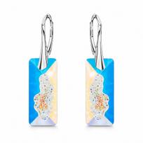 Sidabriniai auskarai moterims DiamondSky „Growing Crystal II (Aurora Borealis)„ su Swarovski kristalais
