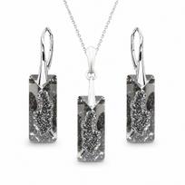 Sidabrinis papuošalų rinkinys moterims DiamondSky „Growing Crystal II (Silver Night)“ su Swarovski kristalais