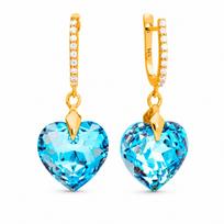 Sidabriniai auskarai „Romantic Heart III (Aquamarine Shimmer)“ su Swarovski® kristalais