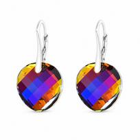 Sidabriniai auskarai moterims DiamondSky „Moon (Volcano)“ su Swarovski kristalais