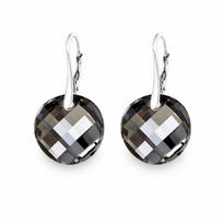 Sidabriniai auskarai moterims DiamondSky „Moon (Silver Night)“ su Swarovski kristalais