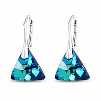 Sidabriniai auskarai moterims DiamondSky „Osiris (Bermuda Blue)“ su Swarovski kristalais