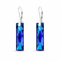 Sidabriniai auskarai moterims DiamondSky „Deluxe (Bermuda Blue)“ su Swarovski kristalais