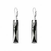 Sidabriniai auskarai moterims DiamondSky „Deluxe (Jet)“ su Swarovski kristalais